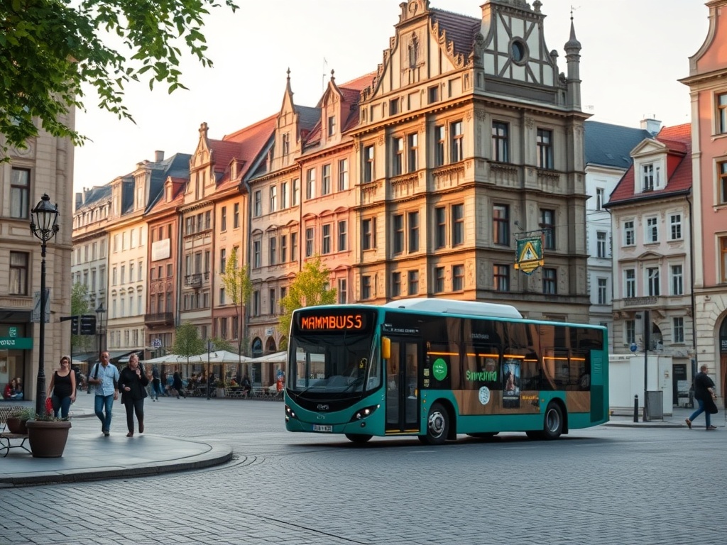 Plakat informujący o mammobusie przed siedzibą TVP3 Wrocław i zaproszenie na spektakl "Atlas ptaków" w Teatrze Współczesnym we Wrocławiu.