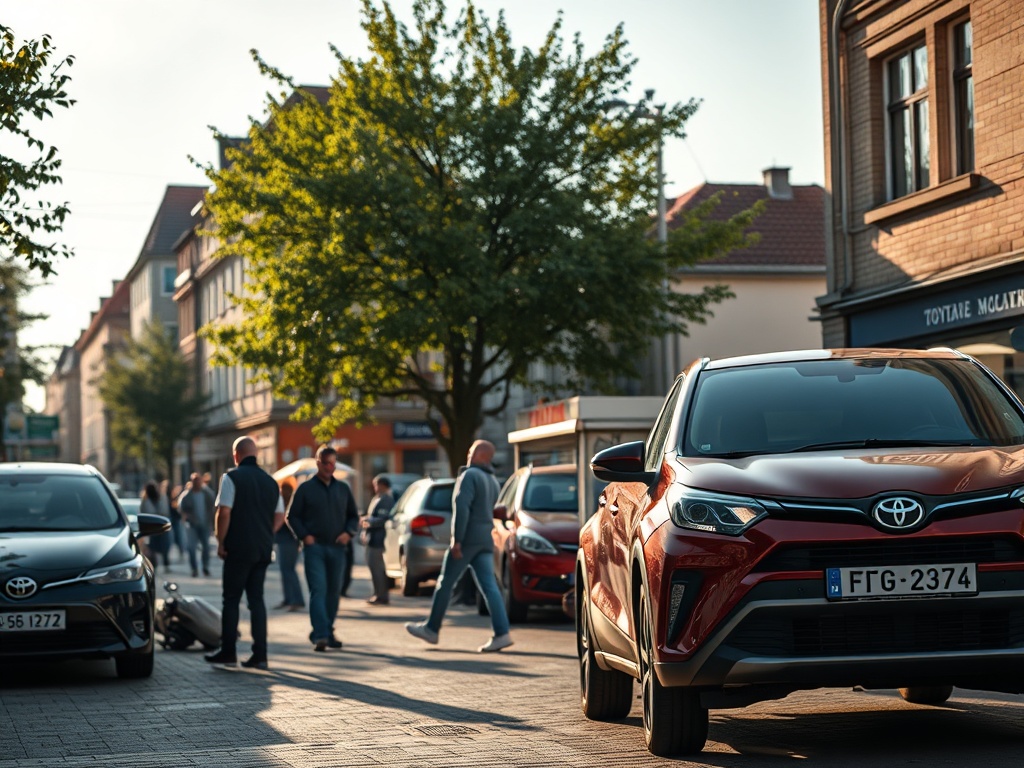 Logo Toyota i nowoczesny budynek biurowy symbolizujący nowe centrum IT we Wrocławiu, tworzące miejsca pracy.