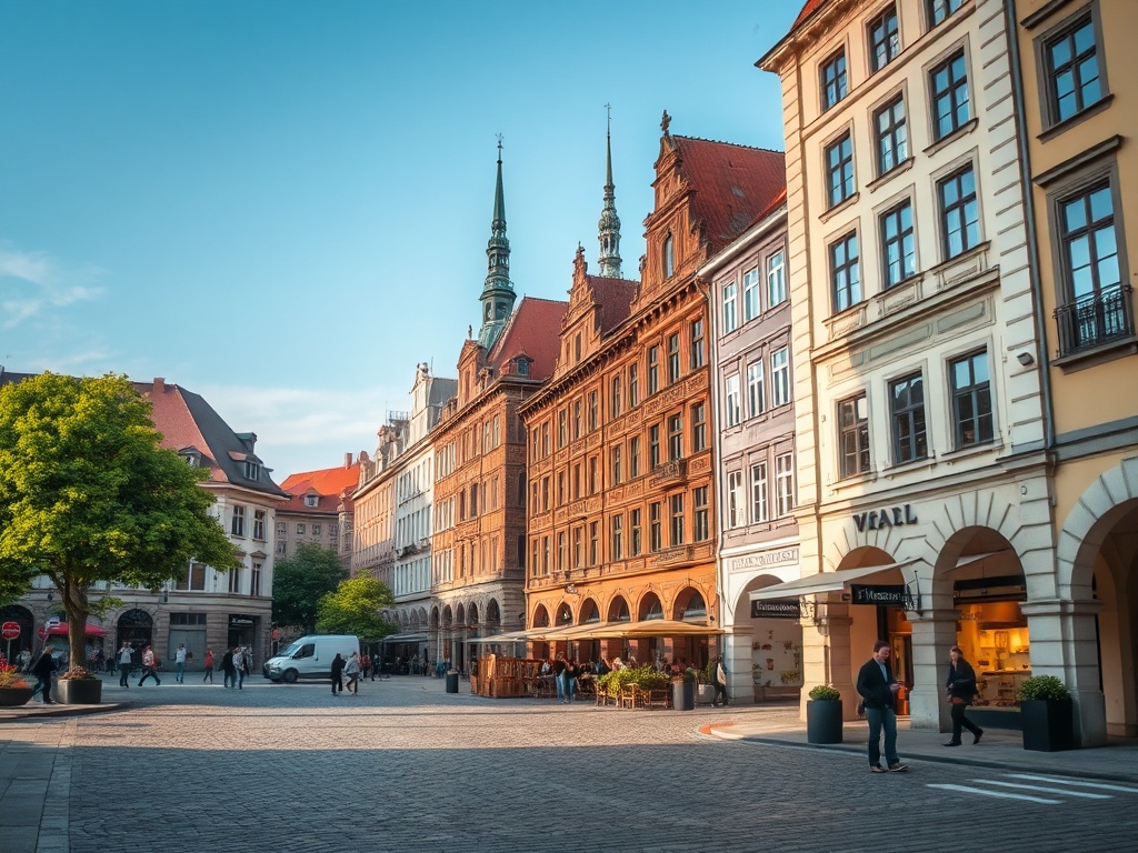 Budynek Ratusza we Wrocławiu i logo Akademii Wojsk Lądowych, symbolizujące afery w mieście